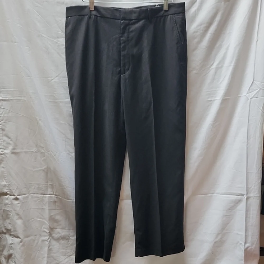 Concepts by Claiborne Mens Black Pinstripe Dress Pants 36x30 Flat Front Straight